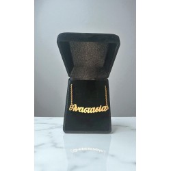 Bress name , laser cut with golden plated chain