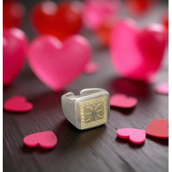 Silver-Plated Ring with Delphic E and Meander – 999° Antique Finish Silver-Plated Ring with Delphic E and Meander – 999° Antique Finish