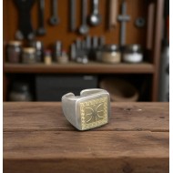 Silver-Plated Ring with Delphic E and Meander – 999° Antique Finish Silver-Plated Ring with Delphic E and Meander – 999° Antique Finish