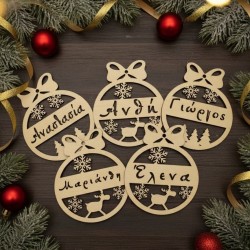 Wooden ornaments with name engraved