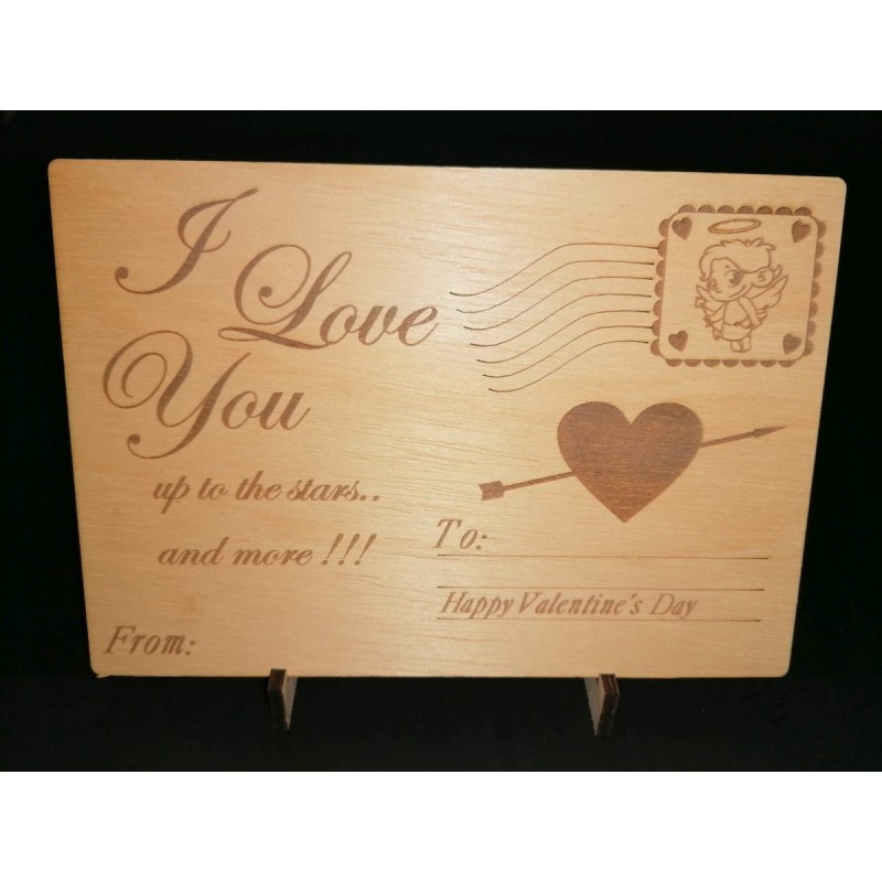 Wooden cart postal with dedication Wooden cart postal with dedication