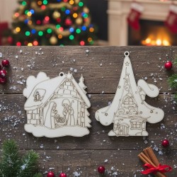 Wooden christmas crafts (set of 2 pcs) No2