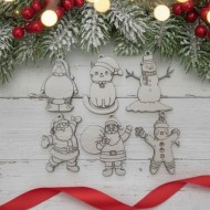 Wooden christmas crafts (set of 6 pcs) No4