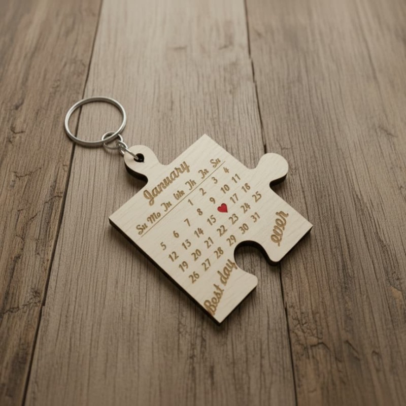 Wooden keychain puzzle by birch wood