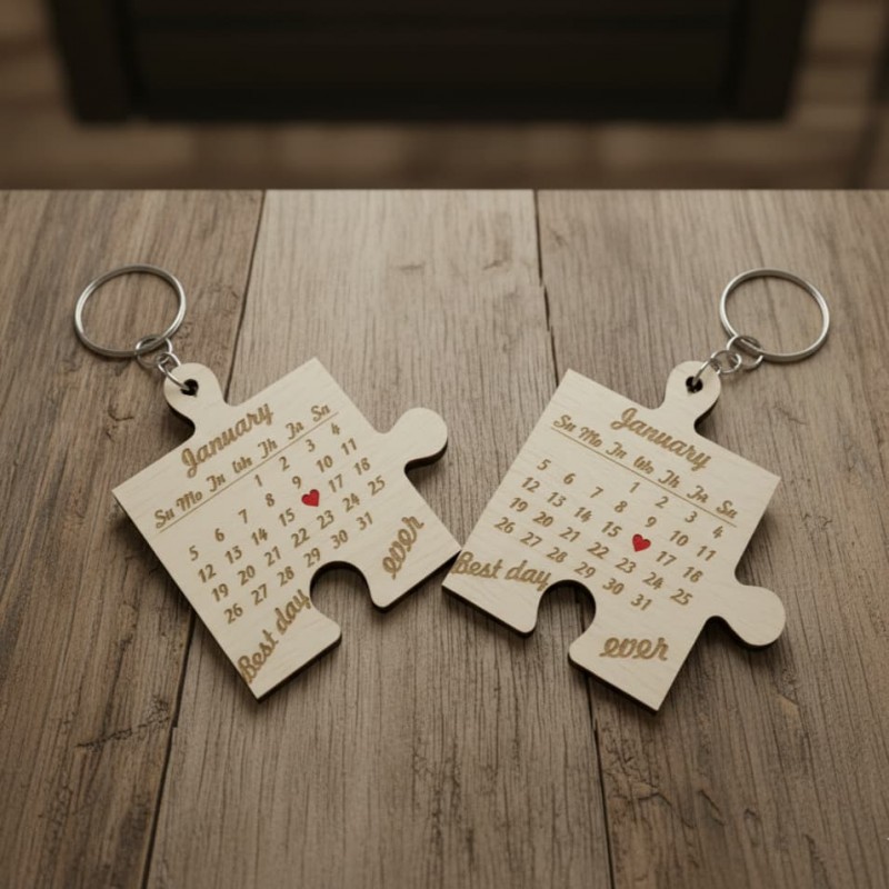 Wooden keychain puzzle by birch wood