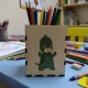 Wooden pencil case with figures