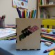 Wooden pencil case with figures