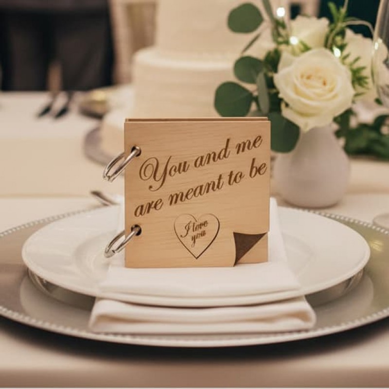 Wooden smal book with dedication