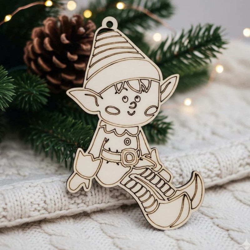 Wooden tree craft Elf  3 by birch wood