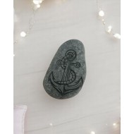 Hand-Engraved Stone with Anchor – Symbol of Stability & Protection Hand-Engraved Stone with Anchor – Symbol of Stability & Protection