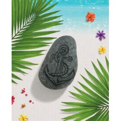 Hand-Engraved Stone with Anchor – Symbol of Stability & Protection Hand-Engraved Stone with Anchor – Symbol of Stability & Protection