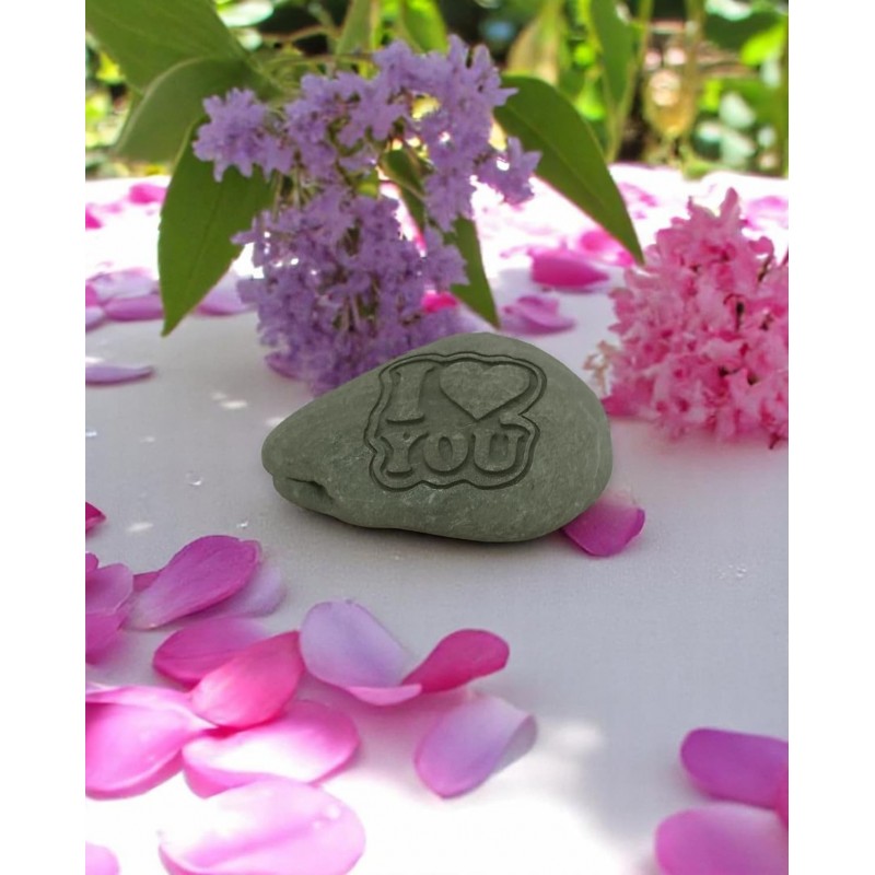 Engraved I Love You stone – handcrafted romantic keepsake Engraved stone with anchor symbol – handmade gift of stability
