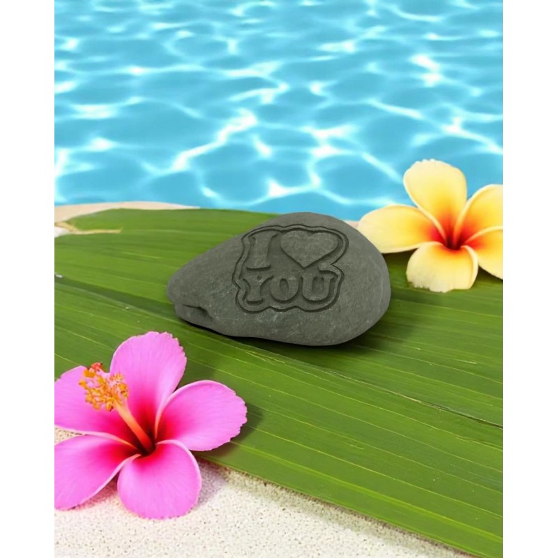 Engraved I Love You stone – handcrafted romantic keepsake Engraved stone with anchor symbol – handmade gift of stability