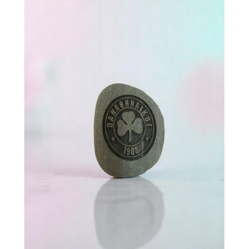 3cm stone engraved with Panathinaikos logo – collectible handmade keepsake Handmade stone with Panathinaikos emblem – small but special fan keepsake