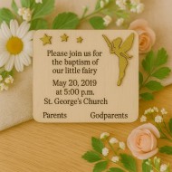 Baptise invitation  fairytale wooden craft