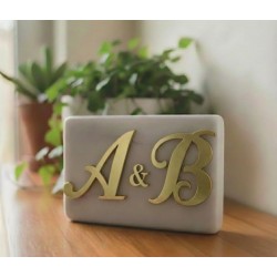Favor box-Marble-plexyglass-gold-silver-monogram