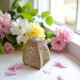 Mariage box 1 Paper Favor Box with Floral Laser Cut Design and Pink Ribbon