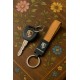 KEYCHAIN ORANGE LEATHER .. WITH ENGRAVE