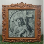 Agiography on canvas in wooden 3d frame