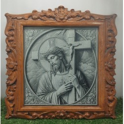 Agiography on canvas in wooden 3d frame
