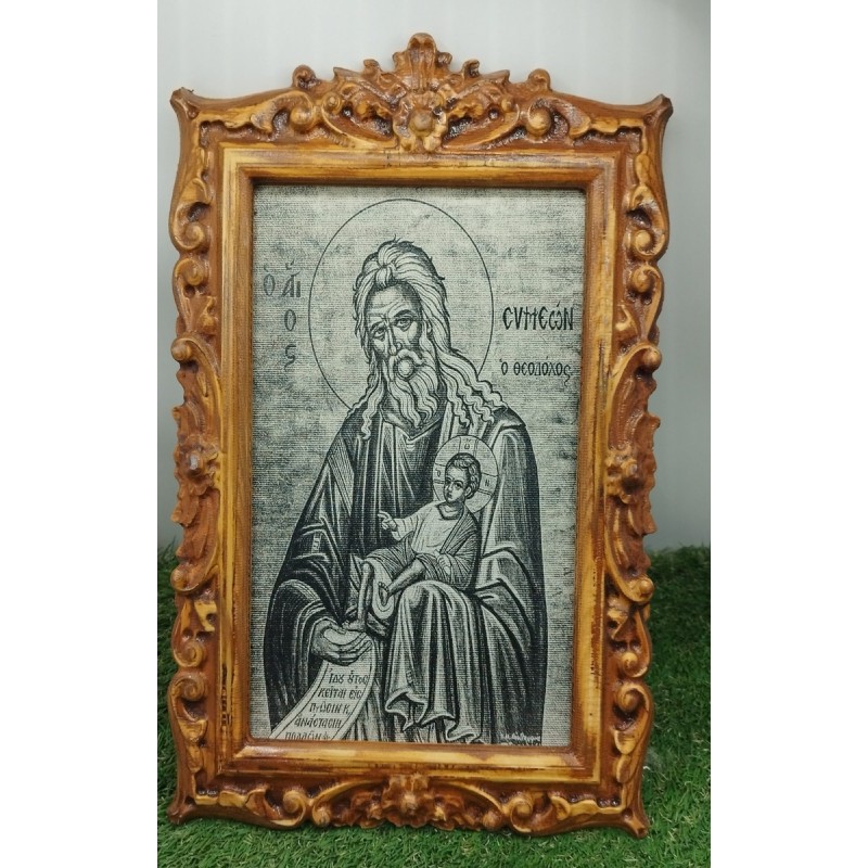Agiography on canvas in wooden 3d frame