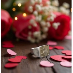 Antique Silver-Plated Ring 999° with Prayer Design