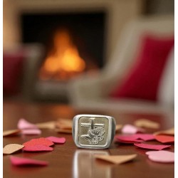 Antique Silver-Plated Ring 999° with Prayer Design