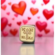 Gold Plated Bronze Ring with Cross and Decorative Motifs Gold Plated Bronze Ring with Cross and Decorative Motifs