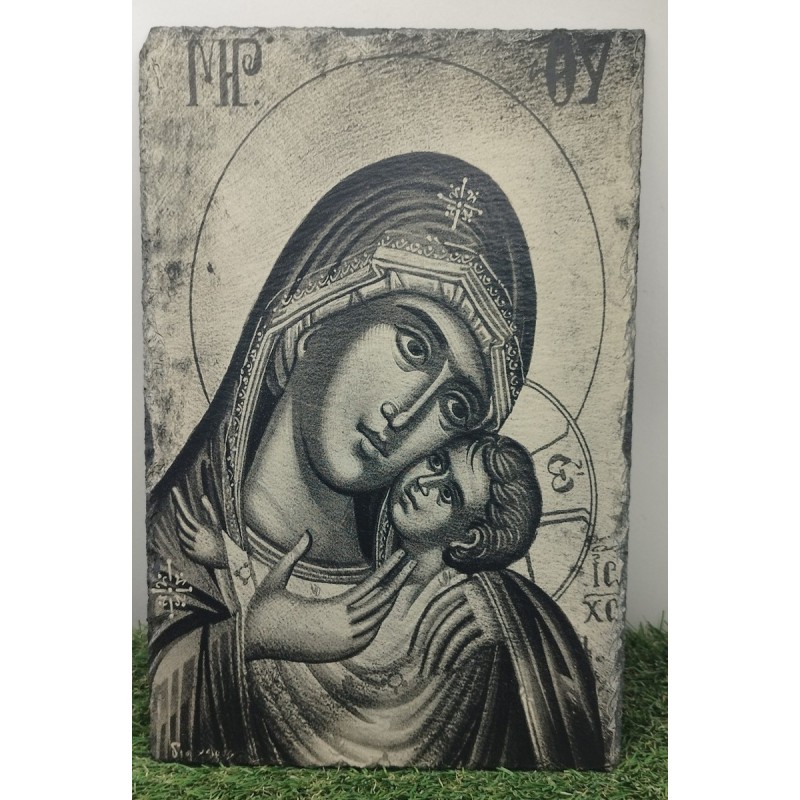 holy Mother and Jesus  on slate engraving