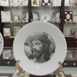image of Jesus with the cross on plate smaller image image of Jesus with the cross on plate smaller image