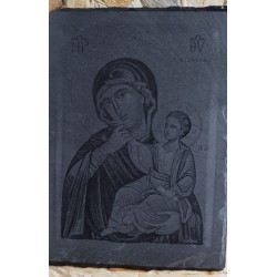 Panagia i paramithia on black slate Panagia i paramithia on black slate
