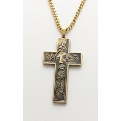 3d brass cross with Jesus
