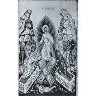 The  resurrection , black slate engrave