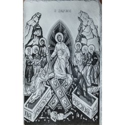 The  resurrection , black slate engrave