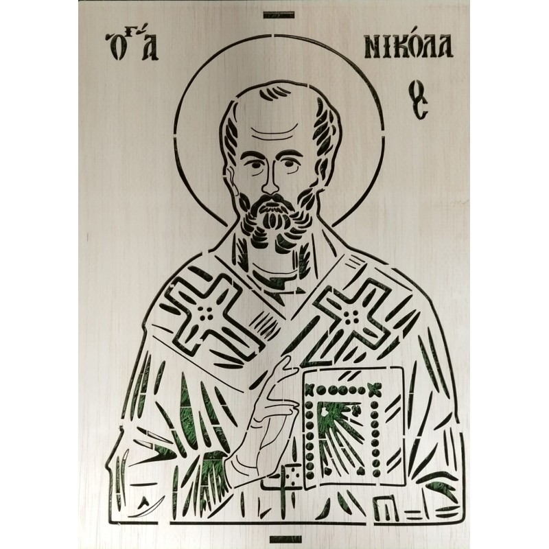 Wooden plate with image of a Saint to use on memory cakes