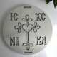 Wooden plate with image of a Saint to use on memory cakes