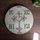 Wooden plate with image of a Saint to use on memory cakes