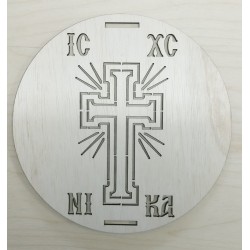 Wooden plate stencil. cross icxcnika Wooden plate stencil. cross icxcnika