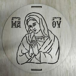 Wooden plate stencil Panagia pray Wooden plate stencil Panagia pray