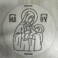 Wooden plate stencil, Panagia with Jesus Wooden plate stencil, Panagia with Jesus