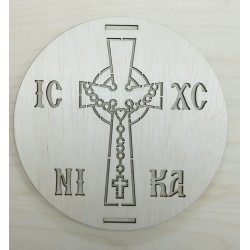 Wooden plate stencil with cross to use on memory cakes