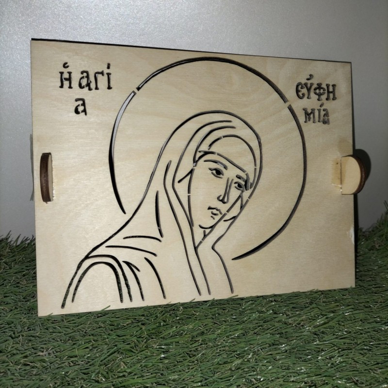 Wooden plate with image of a Saint to use on memory cakes