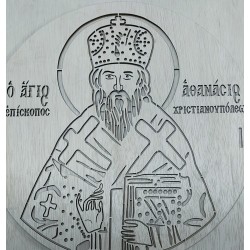 Wooden plate with image of a Saint Agios Athanasios Xristianoupoleos to use on memory cakes