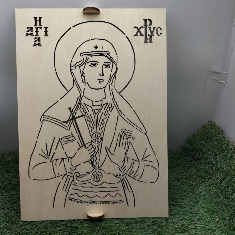 Wooden plate with image of a Saint to use on memory cakes