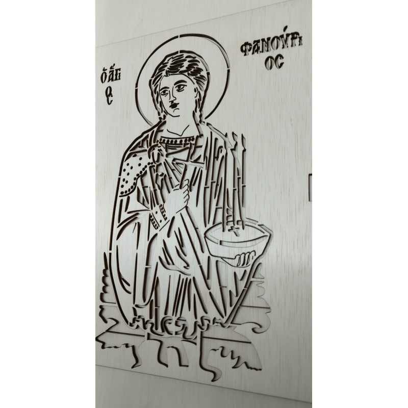 Wooden plate with image of a Saint to use on memory cakes