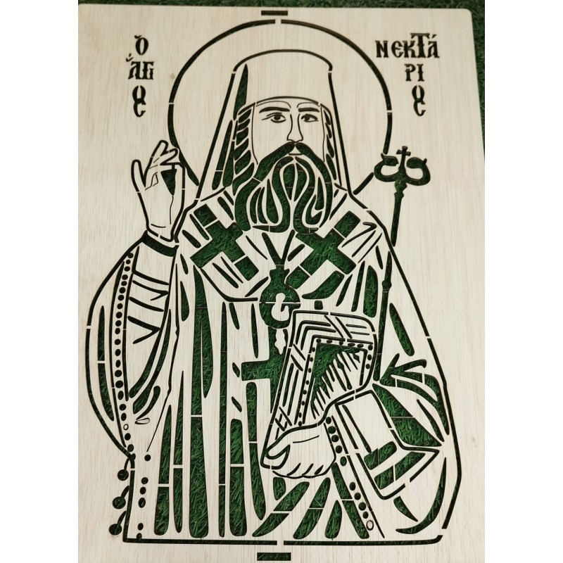 Wooden plate with image of a Saint to use on memory cakes