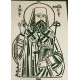 Wooden plate with image of a Saint to use on memory cakes