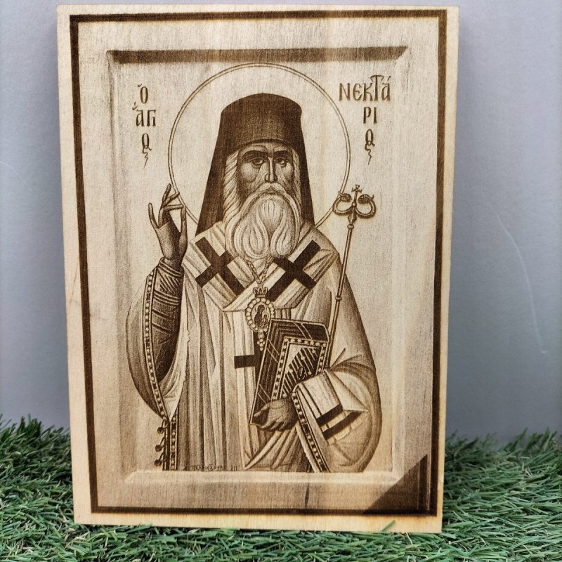 Agios Nektarios wooden photo-special gifts