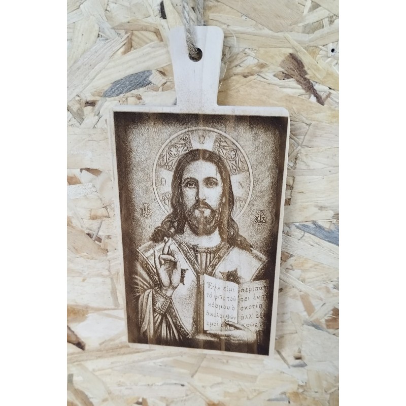 Jesus Christ wooden photo engrave-dedication on wood