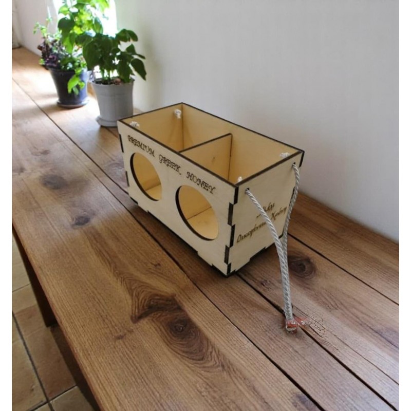 Double honey wood box by birch wood